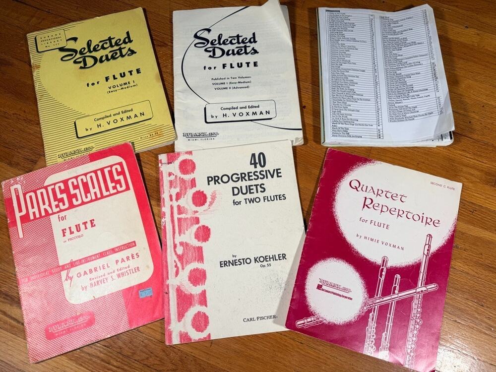 Vintage Flute Sheet Music & Instruction Books Lot of 6 – Duets, Scales, Quartet